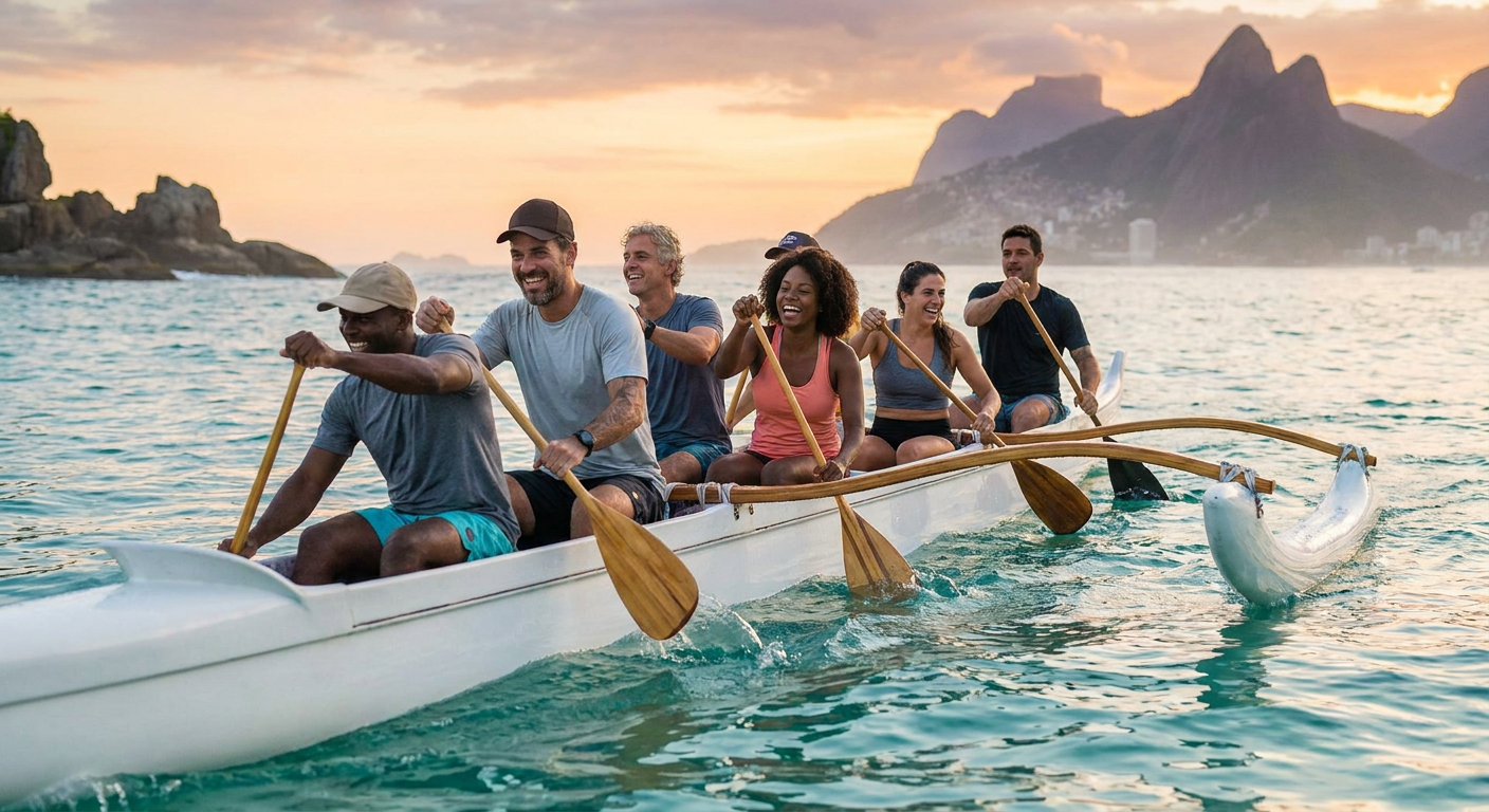 Sunrise Canoa Havaiana Paddle Along Noronha Coast