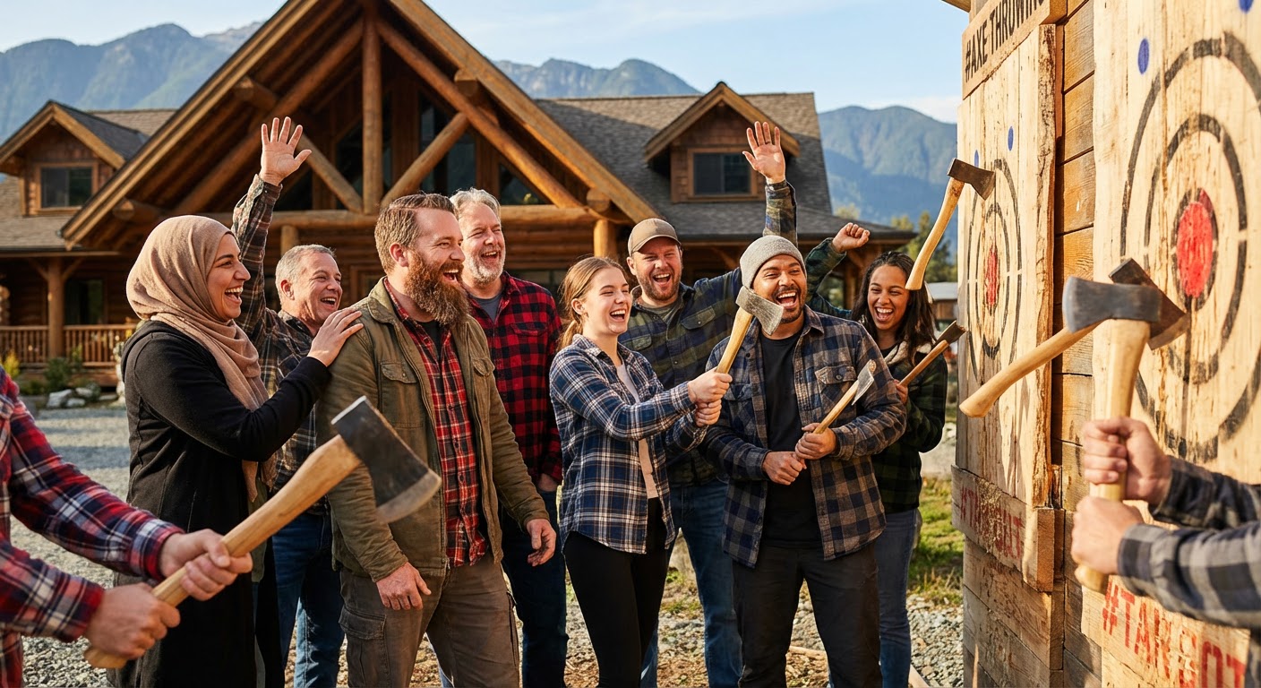 Guided Axe Throwing at Fraser River Lodge