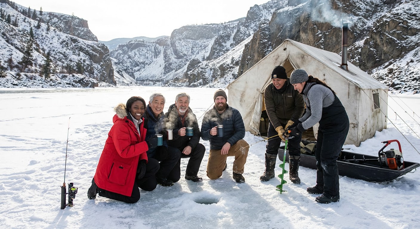 Fraser Canyon Guided Ice Fishing with Heated Tents