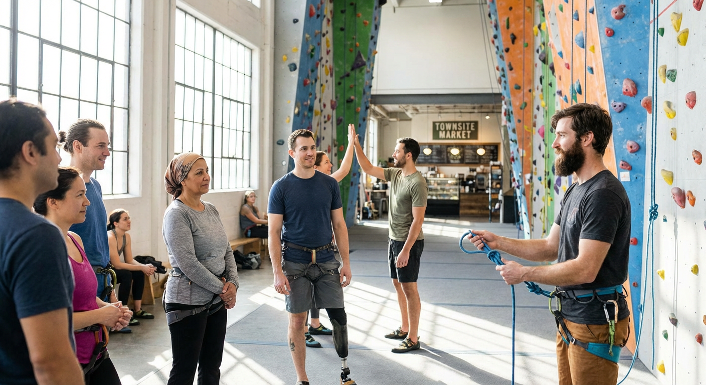 Group Belay Lesson at Top Out Climbing Co‑op