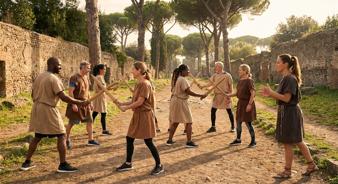 Ancient Roman Gladiator Team Training