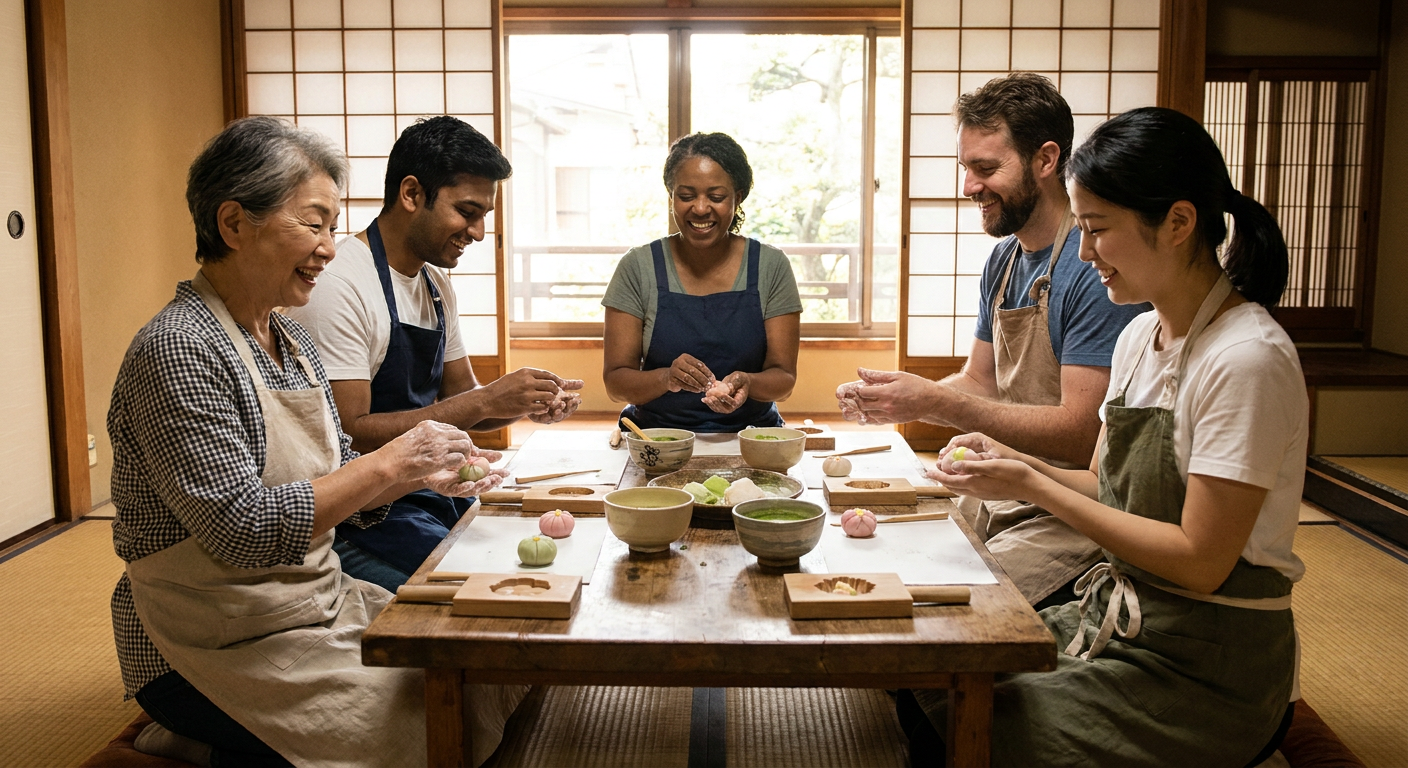 Wagashi Nerikiri Confectionery Class at Kanshundo
