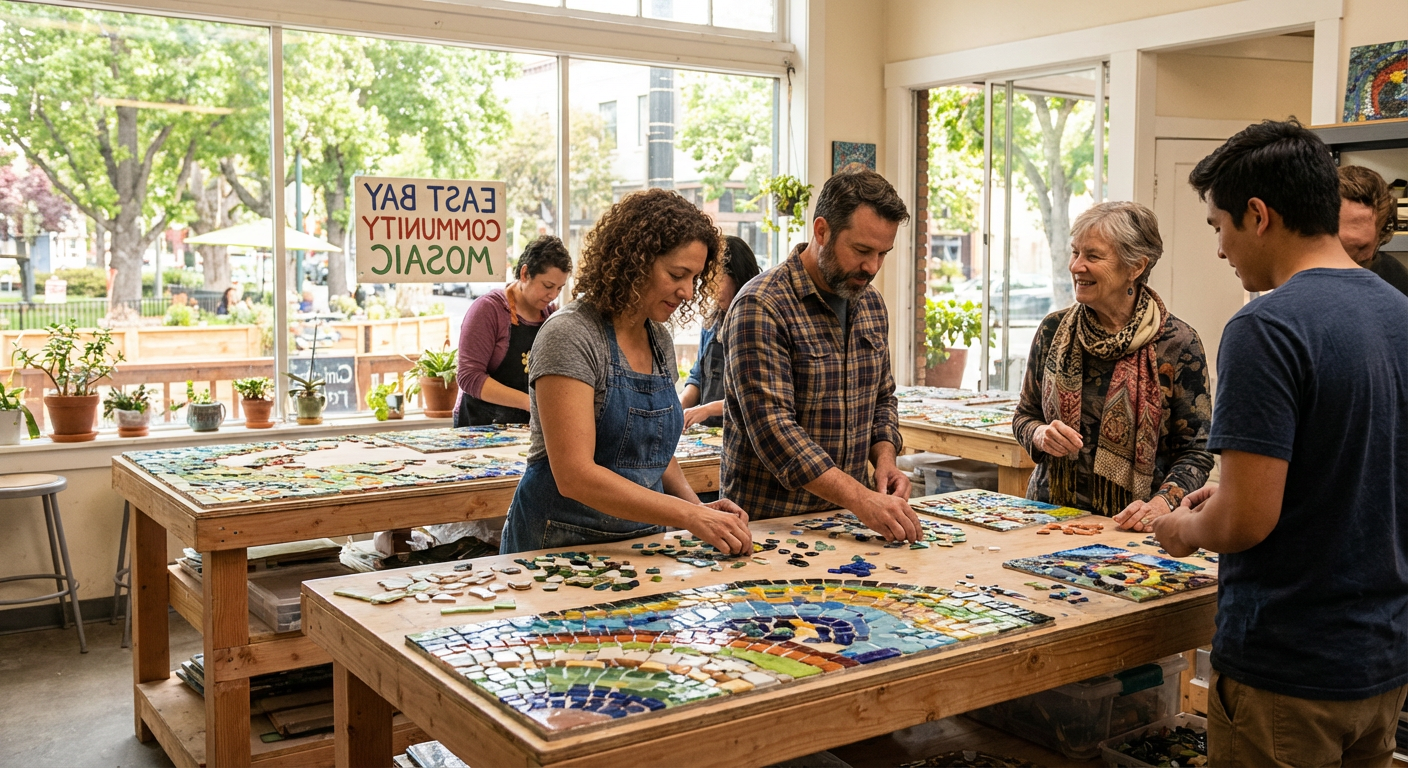 Collaborative Mosaic Art Workshop at Brushstrokes Studio