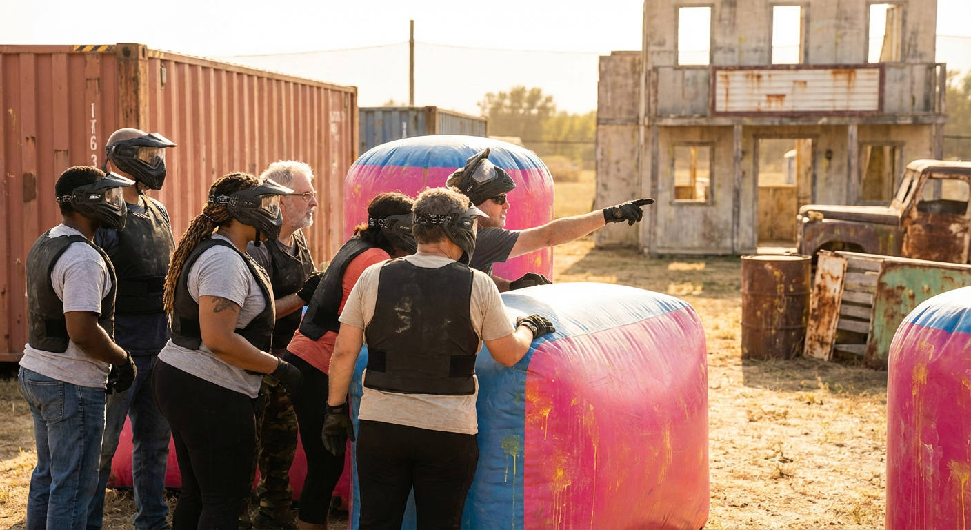 Private Paintball Team Battle on Movie-Set Fields