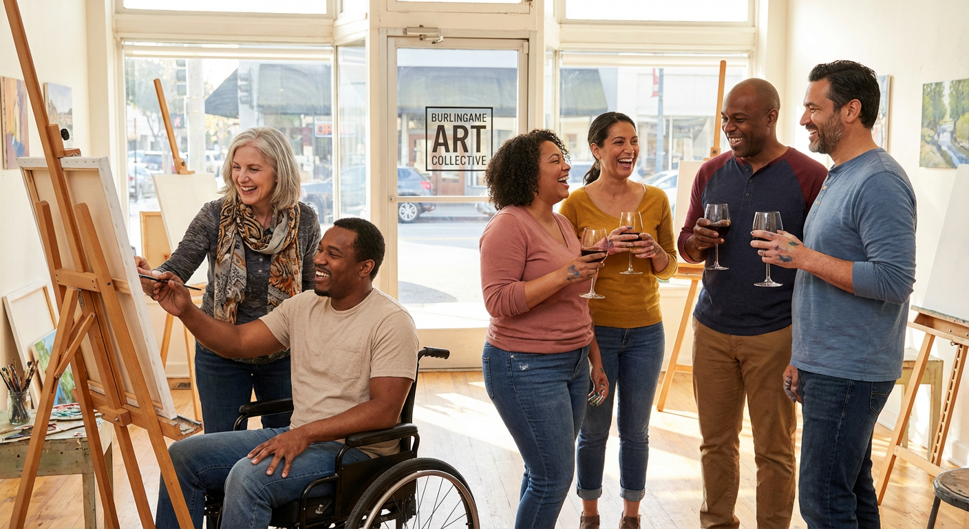 Guided Paint-and-Sip Workshop in Downtown Burlingame