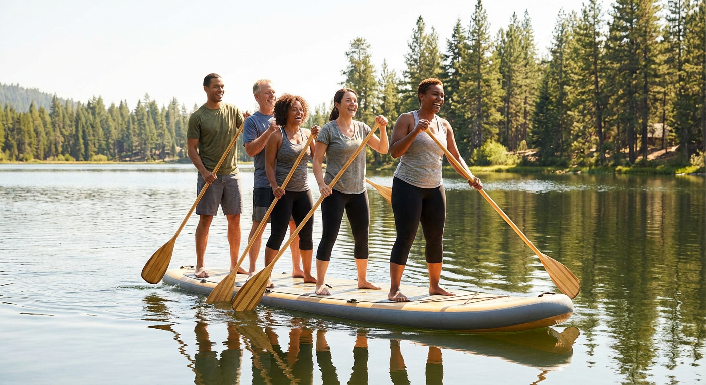 Giant SUP Team Paddle on White Pines Lake