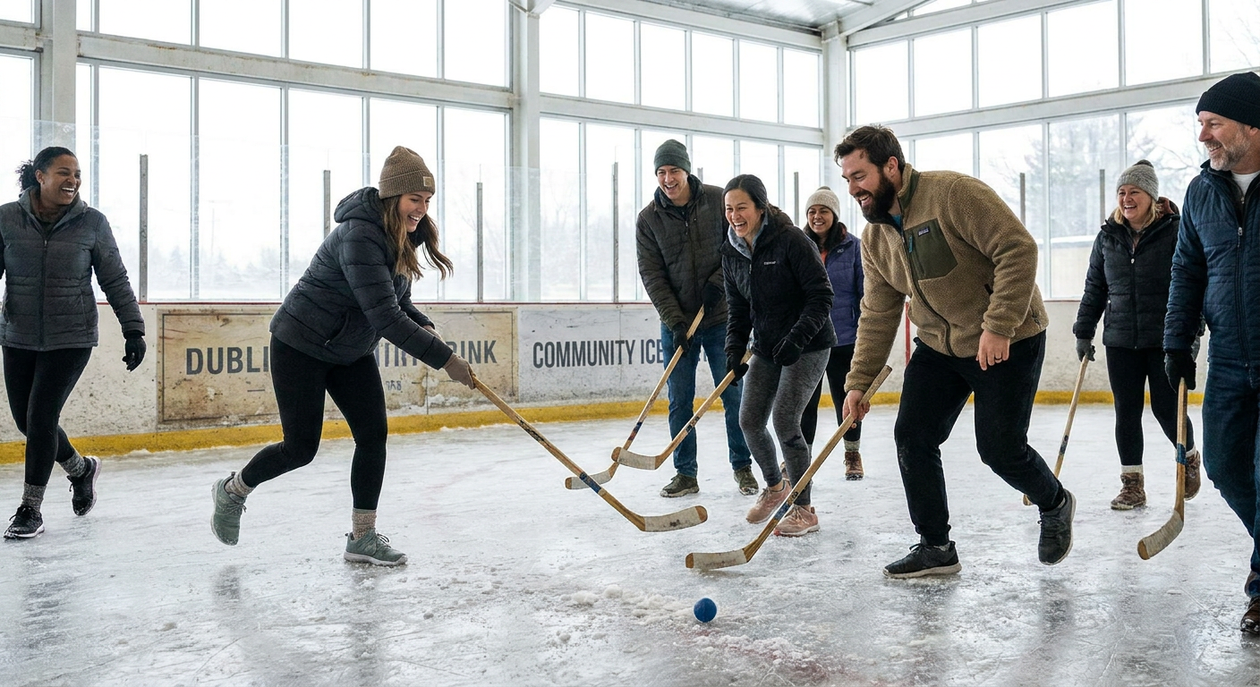 Private Broomball Game on Ice in Dublin