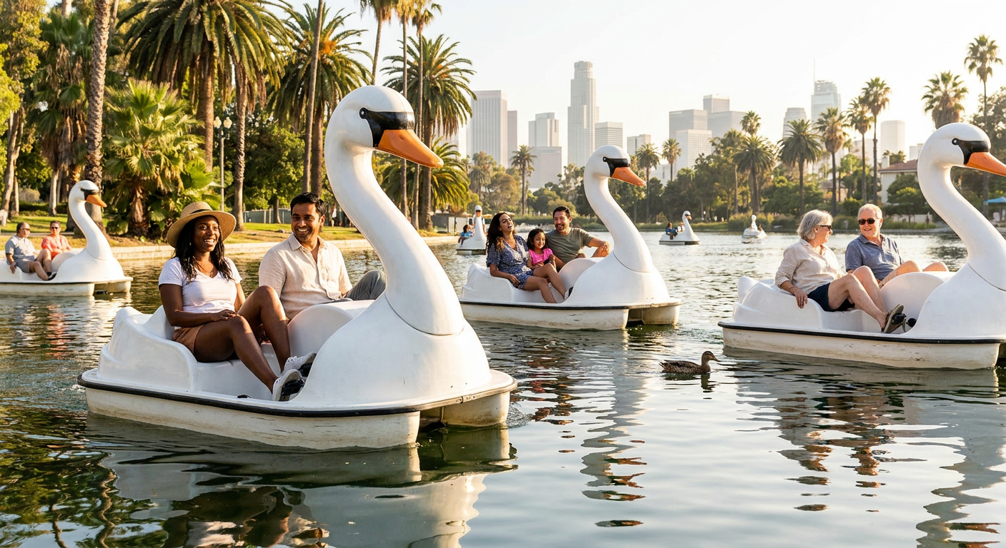 Echo Park Swan Pedal Boats on the Lake