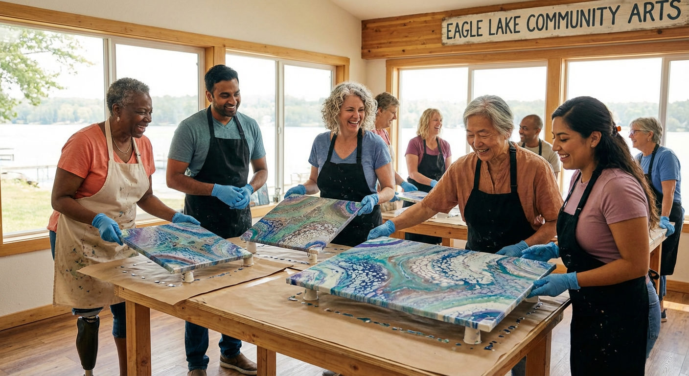 Hands-On Acrylic Pour Art Workshop at Eagle Lake