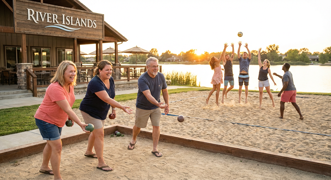 Lakeside Bocce and Sand Volleyball Mixer at River Islands Boathouse