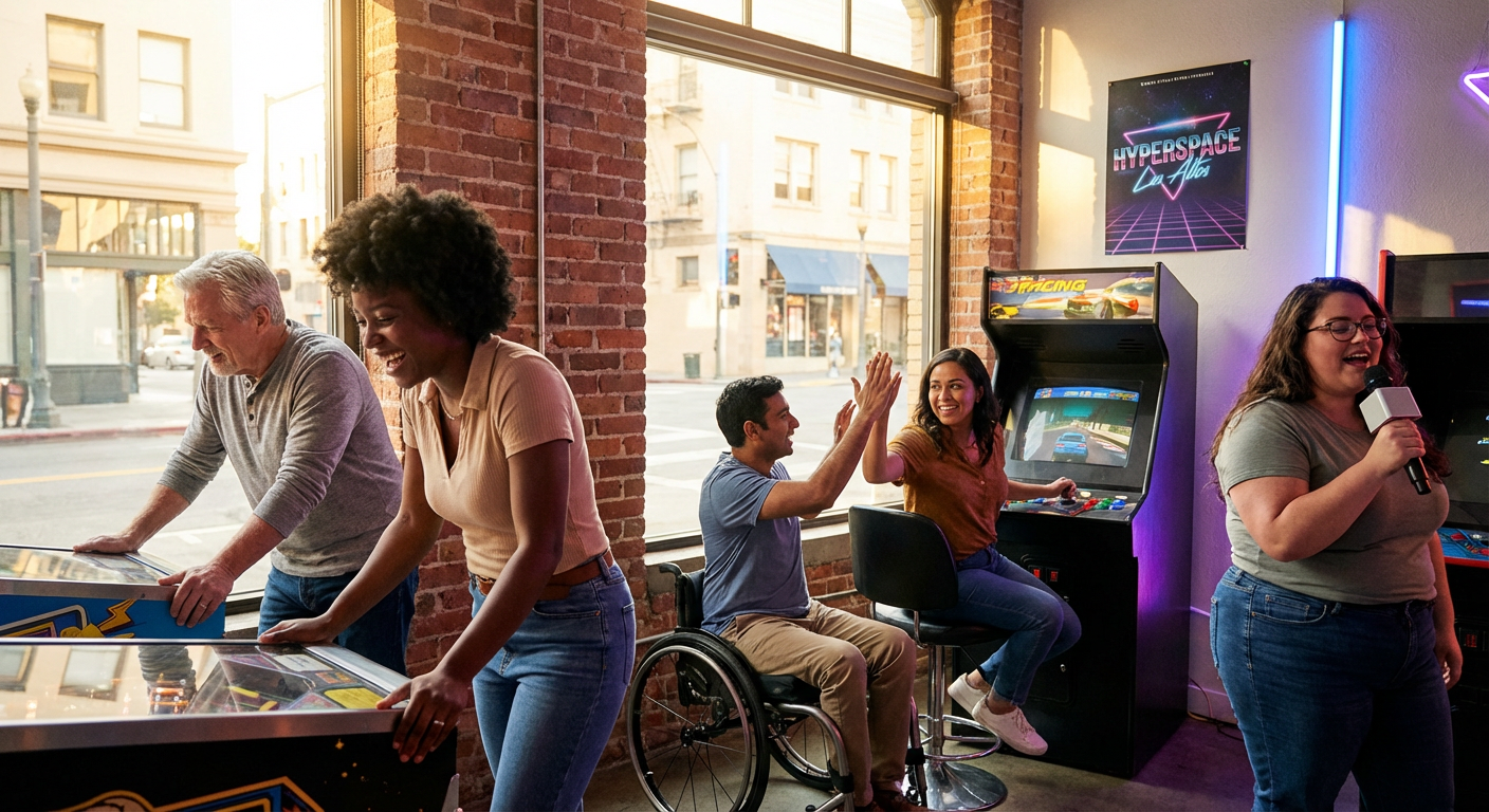 Retro Arcade and Karaoke Team Play