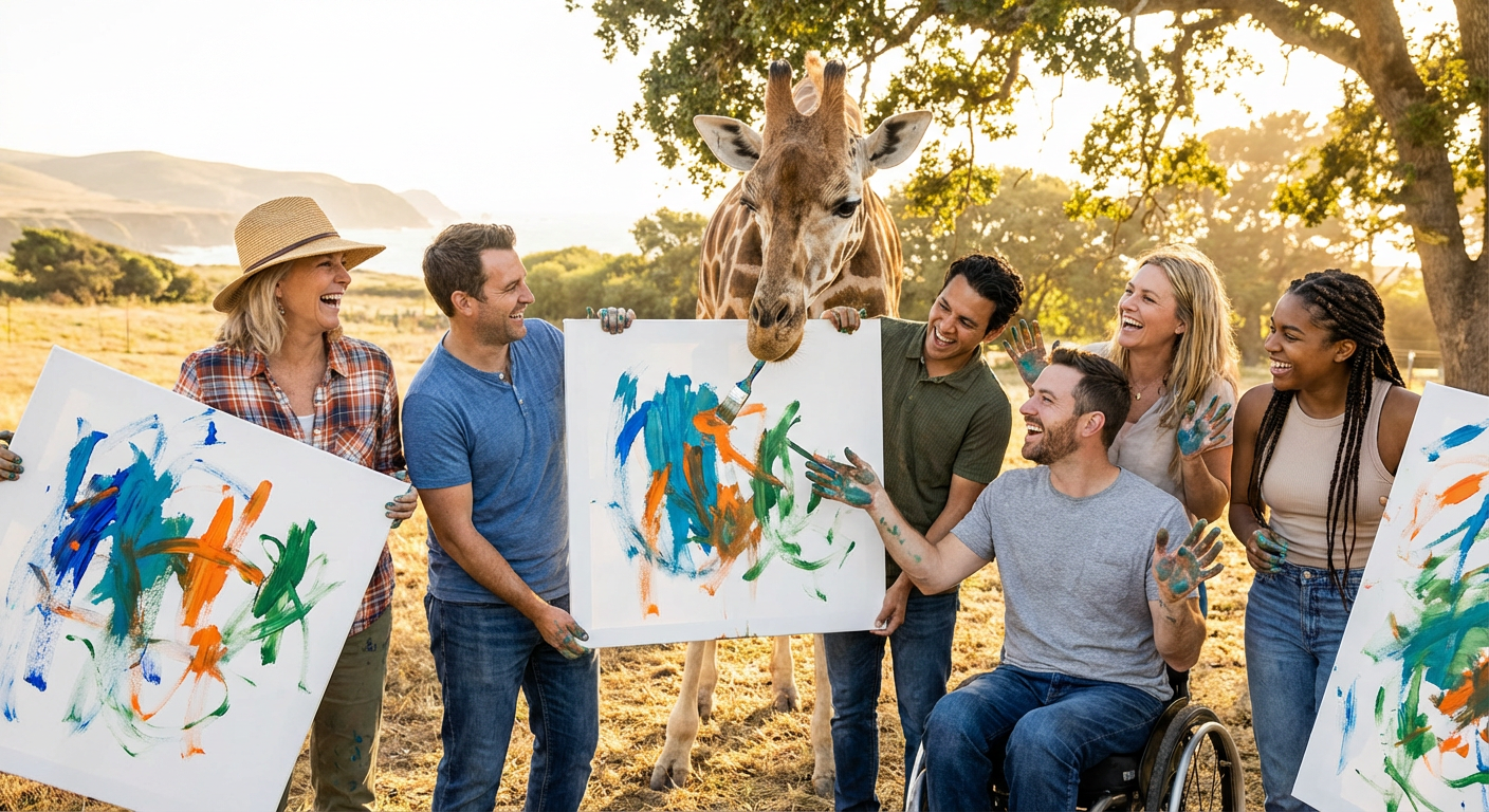 Giraffe Painting Encounter at B Bryan Preserve