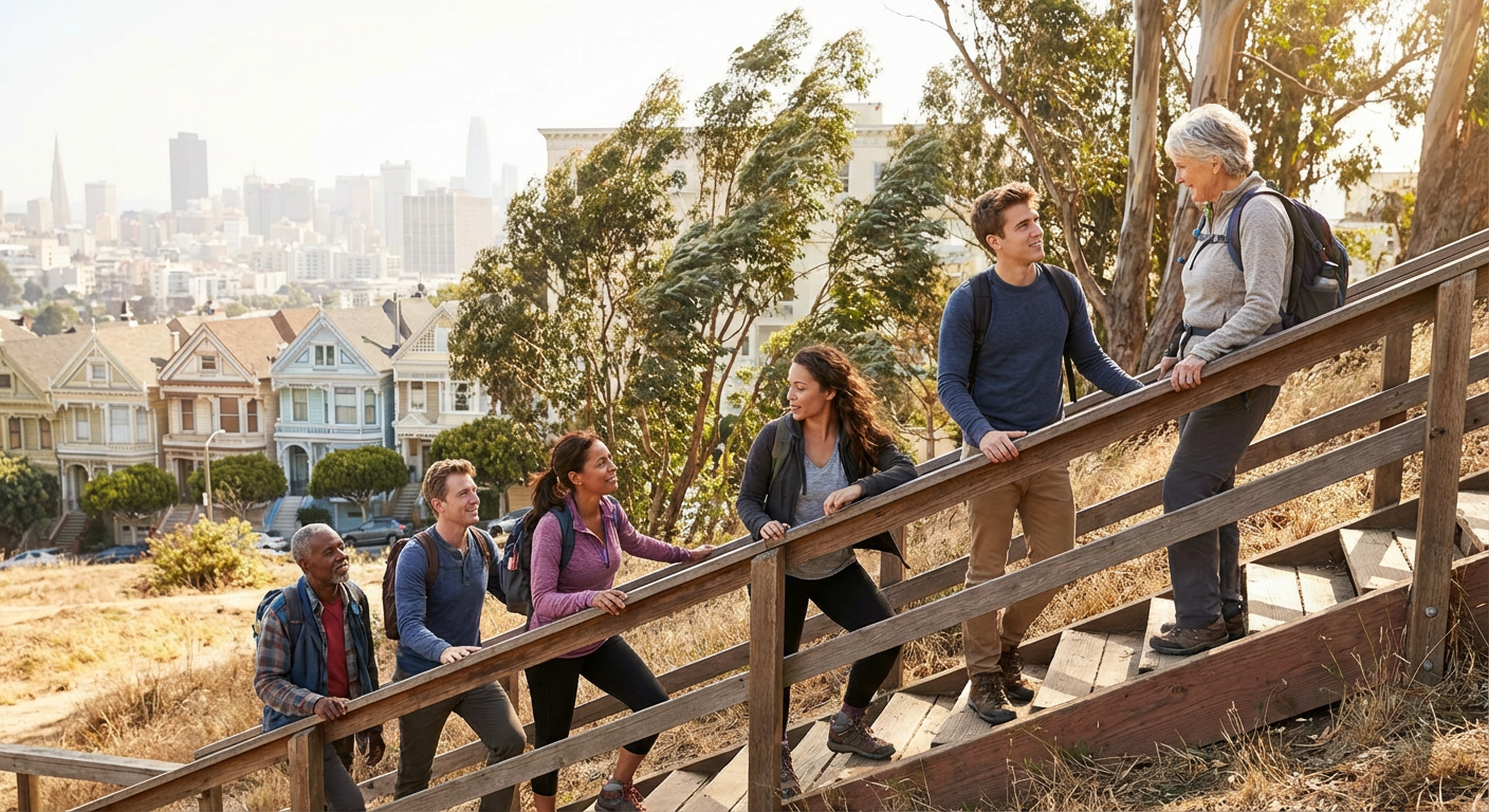 Castro to Twin Peaks Urban Hike with Noe Valley Views