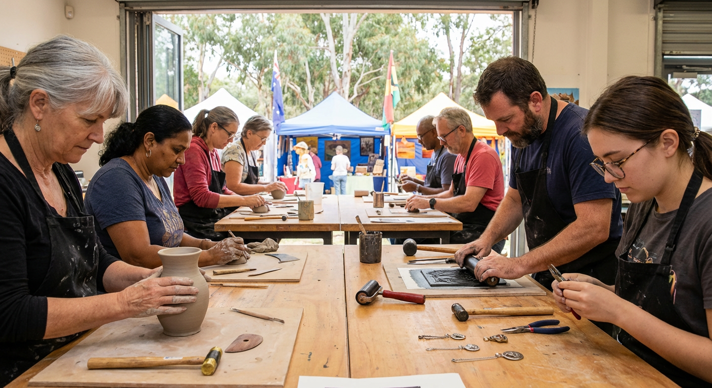 Pottery, Printmaking, and Jewelry Workshop