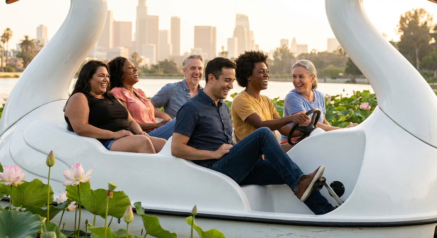 Echo Park Swan Boat Group Paddle