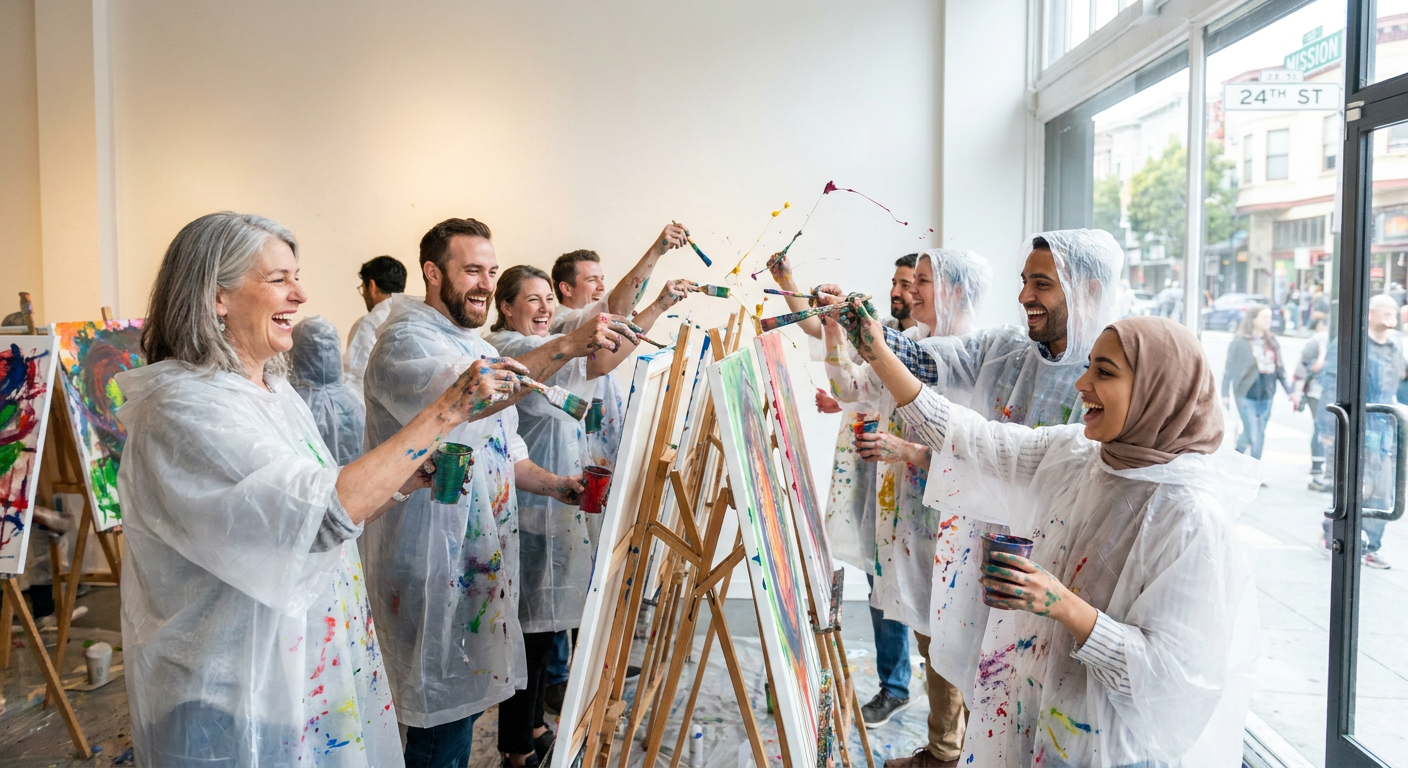 Private Splatter Painting Team Session at Splat