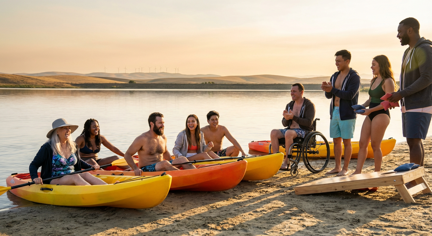 Private Lakeside Kayak and Beach Team Challenge
